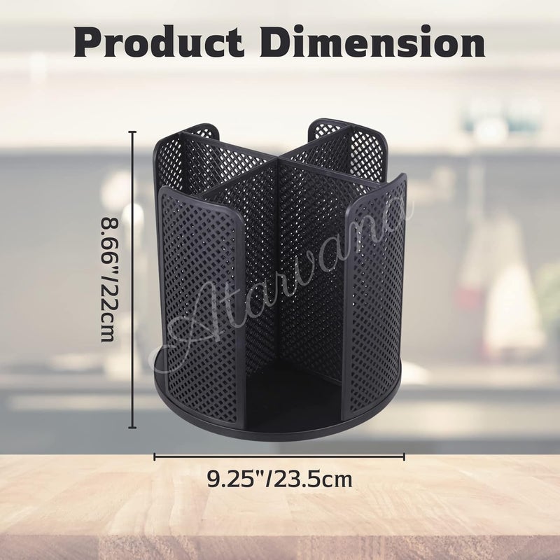 Atarvana Rotatable Coffee Cup Dispenser with 4 Compartments, Atavarna Cups and Lids Holder for 5-16oz Cups Organizer for Restaurant, Coffee Station, Bar, Office, Home-9.25" x 9.25" x 8.66" - Image 4
